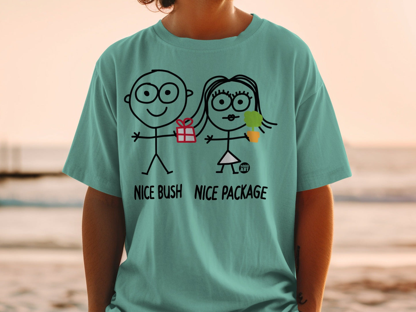 Funny Stick Figure Nice Bush Nice Package T-shirt