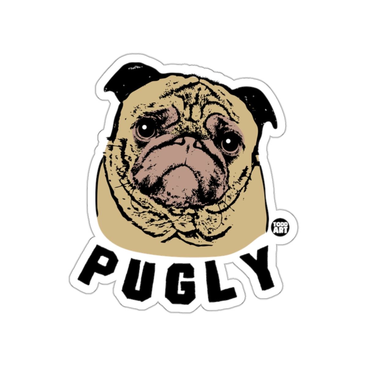 Cute Pugly Face Cartoon Sticker by Todd Art