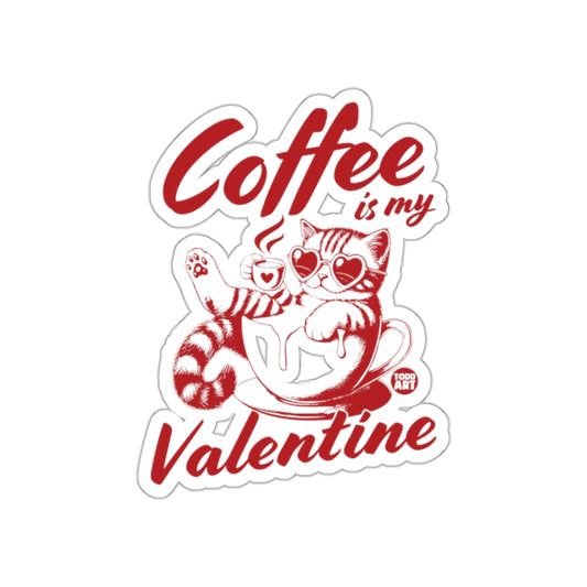 Coffee is my Valentine cat heart sticker