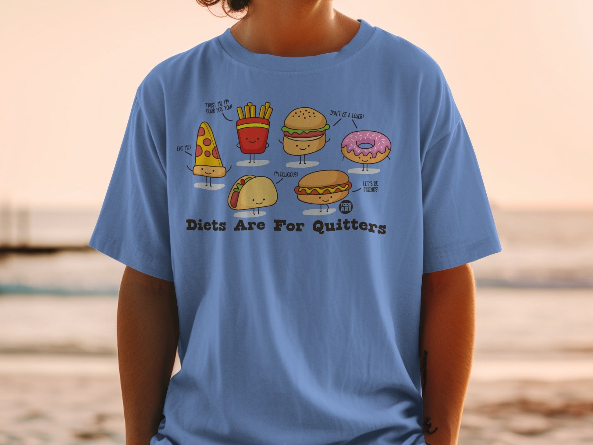 Diets Are For Quitters Funny Food Art Graphic Tee