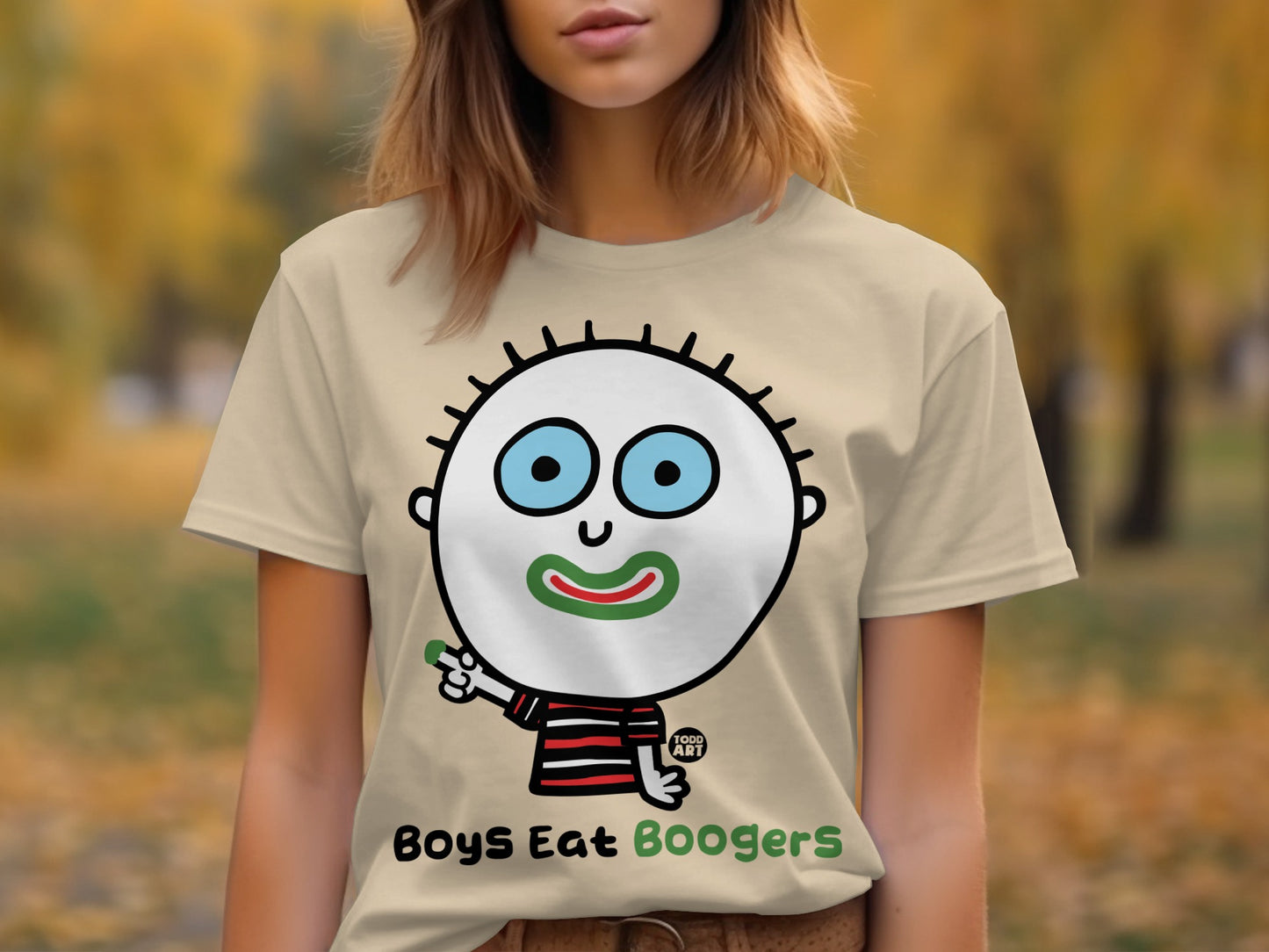 Boys Eat Boogers Funny Cartoon Character T-Shirt
