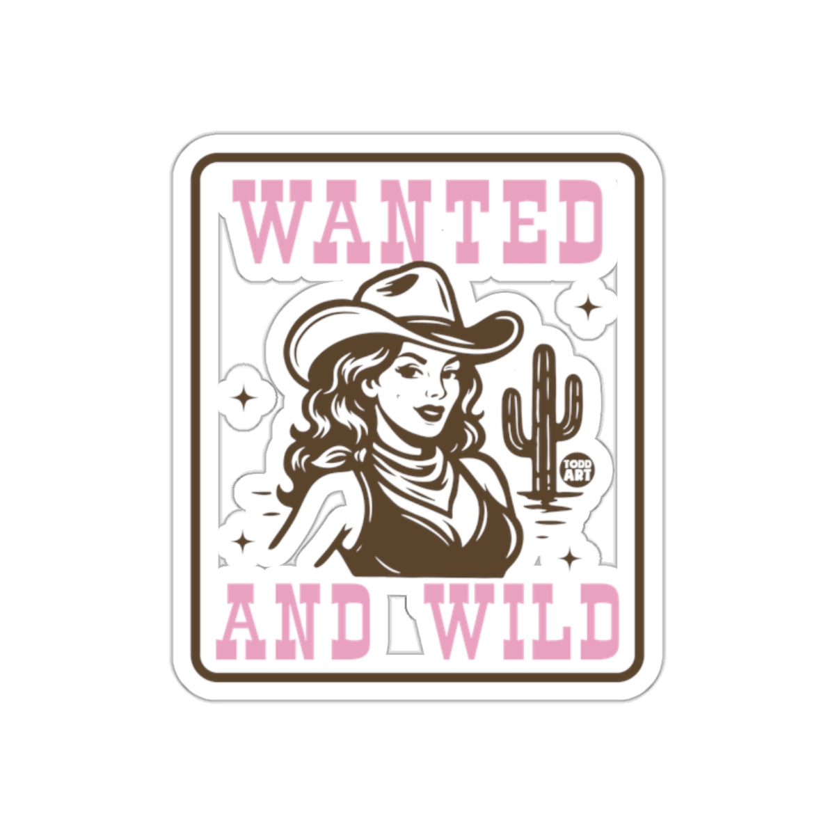Wanted and Wild Cowgirl Retro Print Sticker