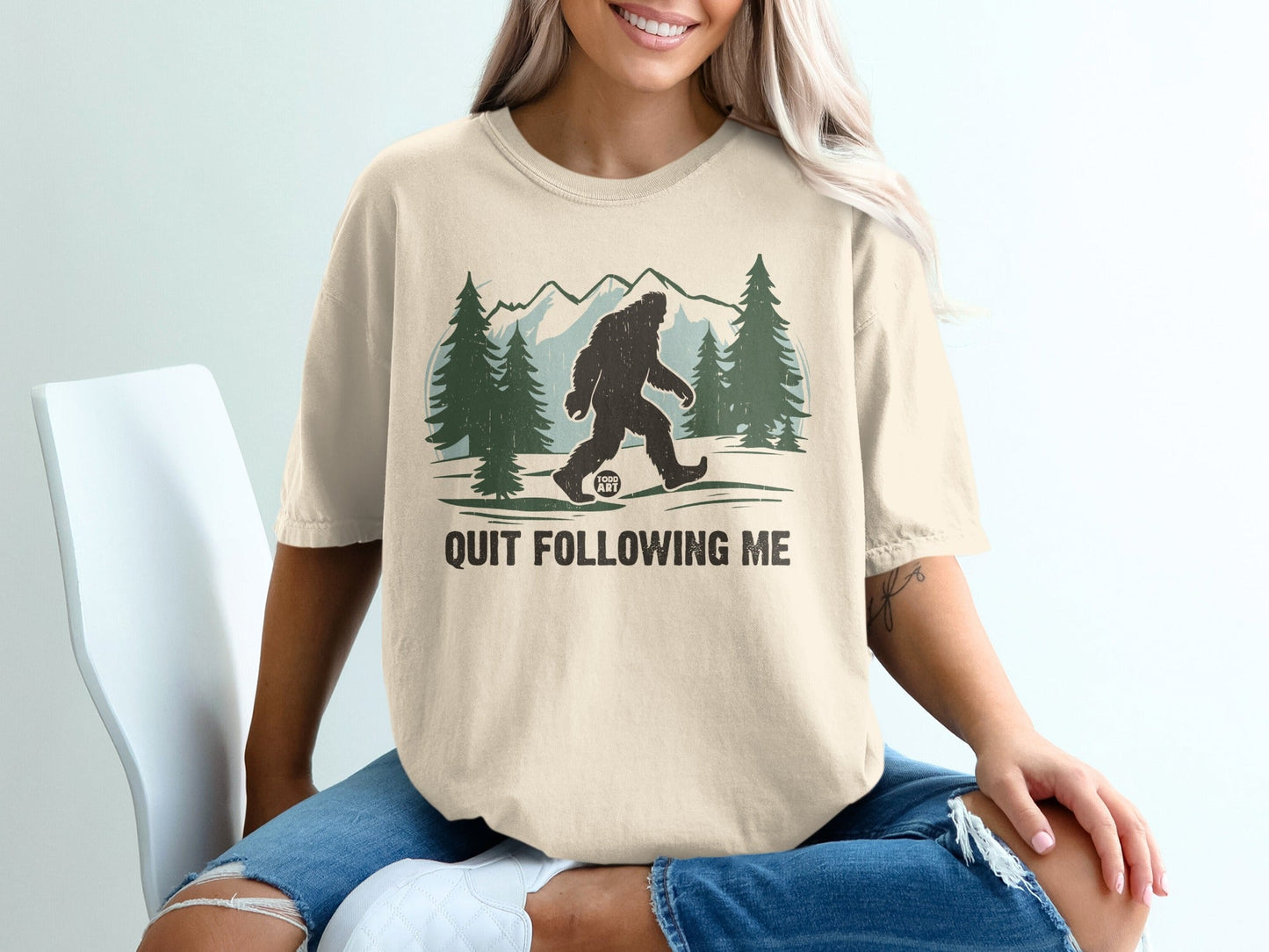 Quit Following Me Bigfoot Graphic T-Shirt