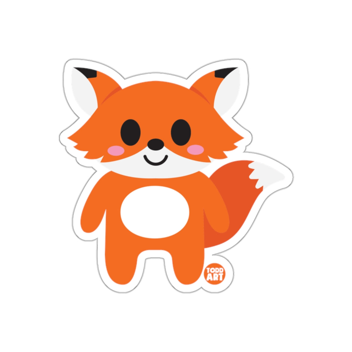 Cute Happy Fox Cartoon Character Sticker for Kids