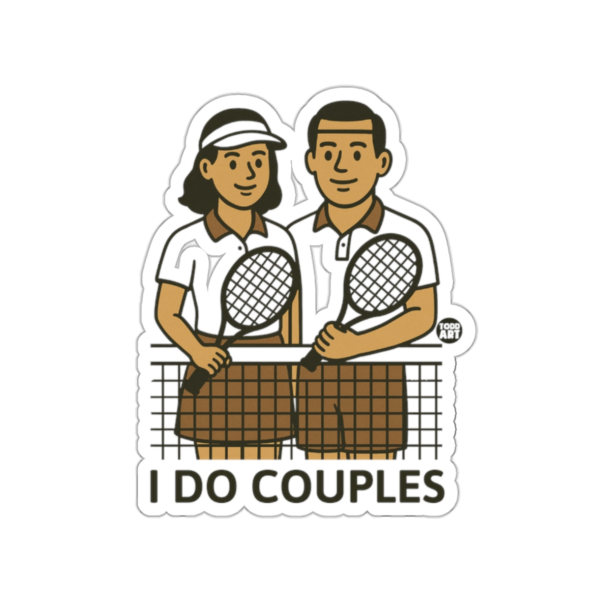 I DO Couples Tennis Players Illustration Design Stickers