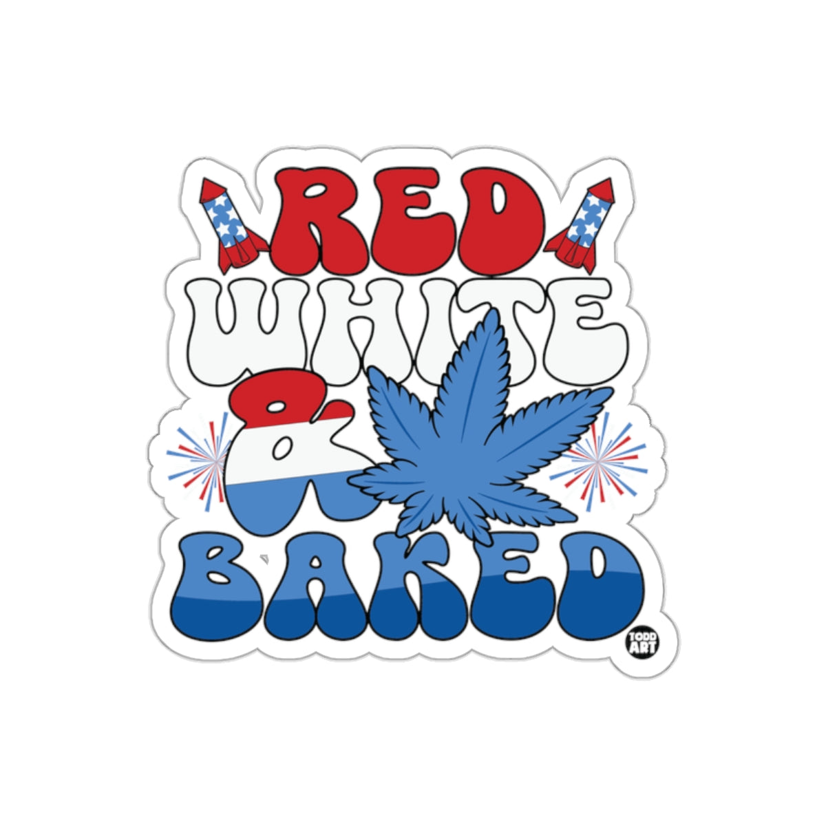 Red White and Baked Sticker for Celebrating Holidays