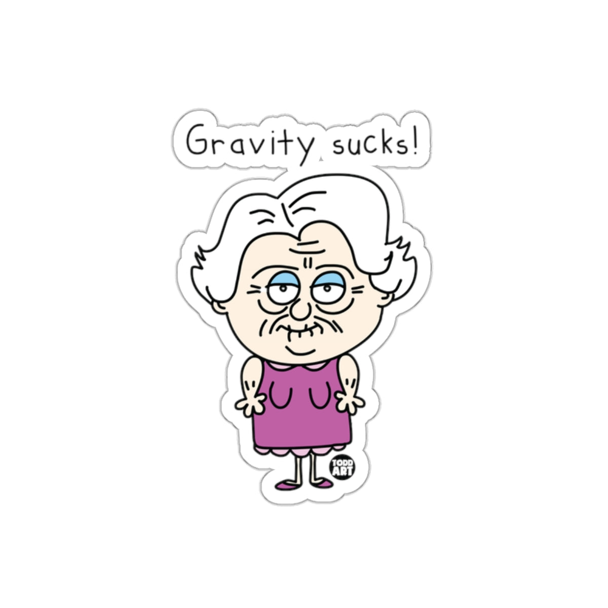 Gravity Sucks Cartoon Sticker by Todd Art Funny Sticker