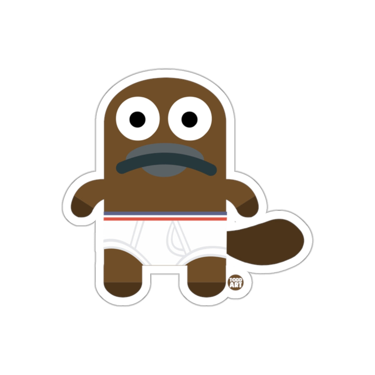 Cute Cartoon Platypus In Shorts Sticker Design