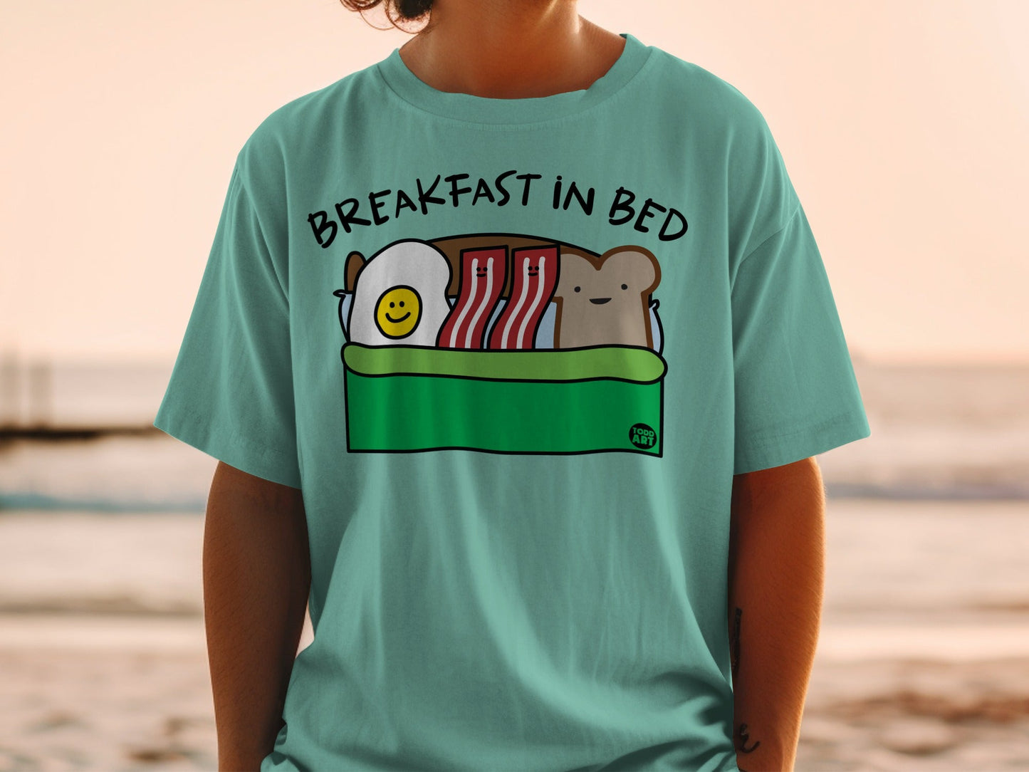 Cute Breakfast in Bed Graphic Tee for Food Lovers