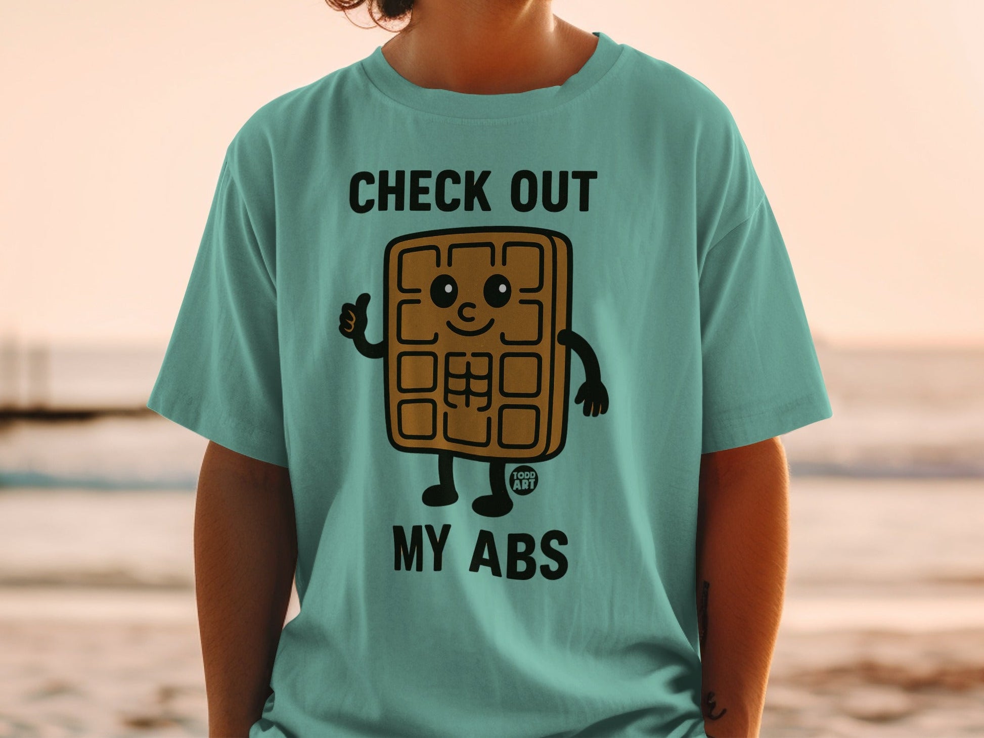 Check Out My Abs Cartoon Waffle Character Shirt
