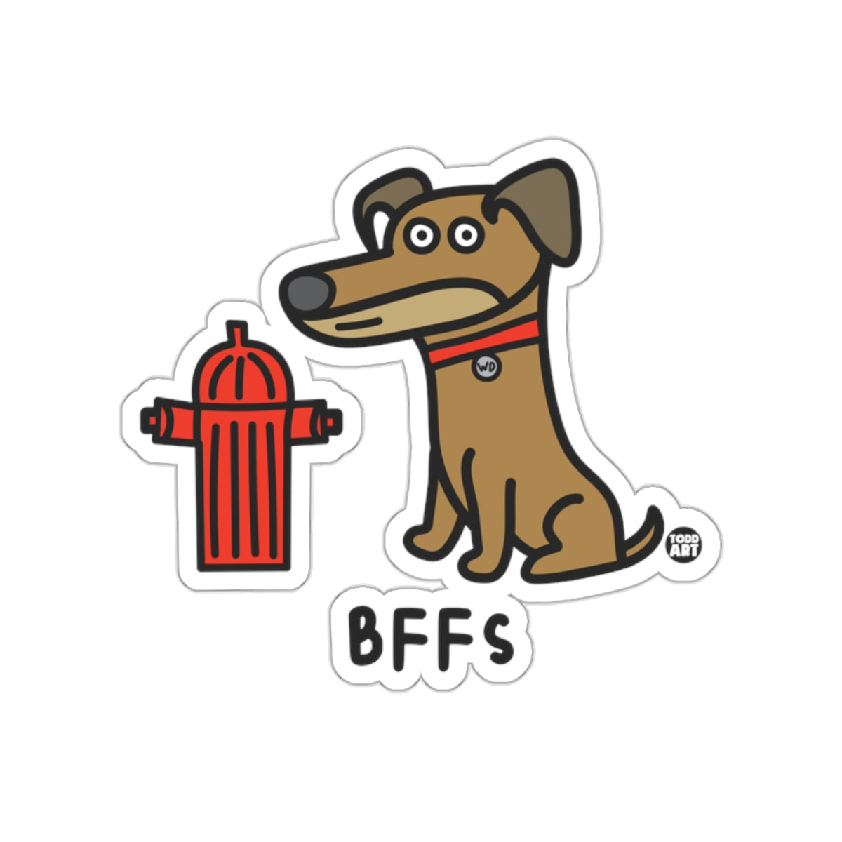BFFs Dog and Fire Hydrant Cartoon Sticker Set