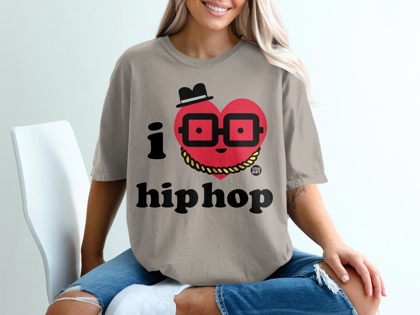 I Love Hip Hop Graphic Tee with Cool Face Design