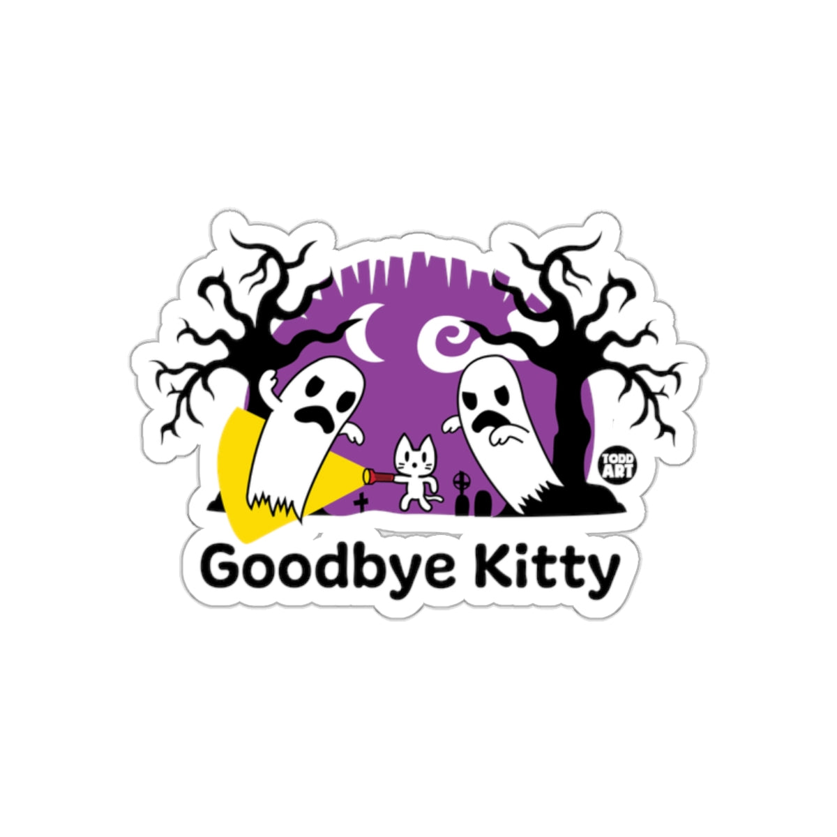 Goodbye Kitty Ghosts and Moon Sticker Design