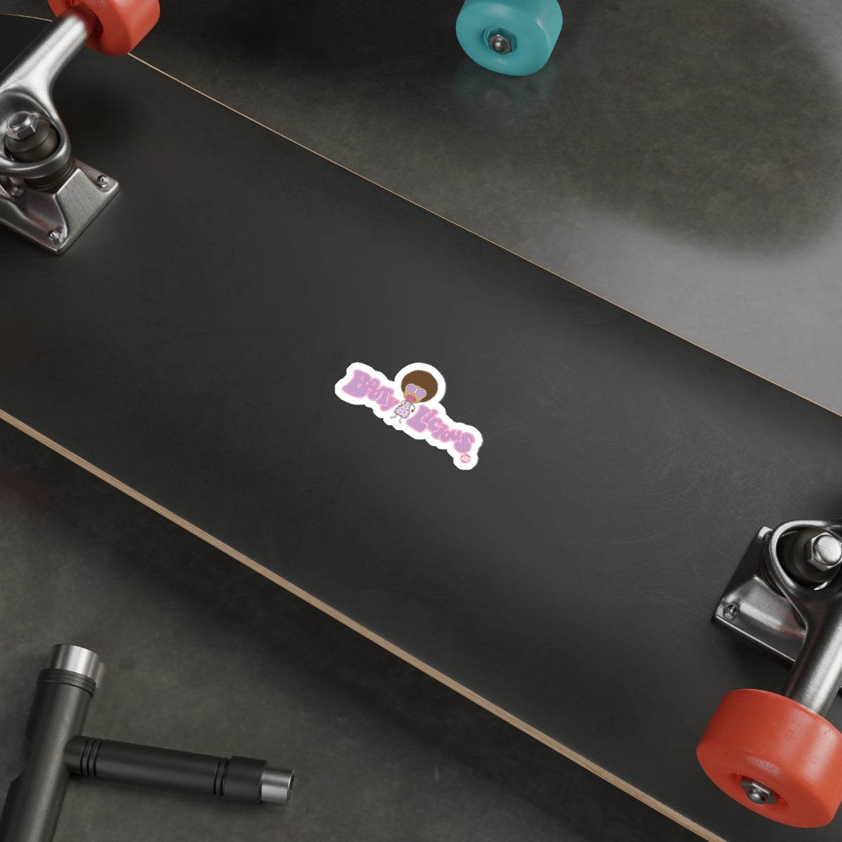 Betty Boop Skateboard with Red and Blue Wheels