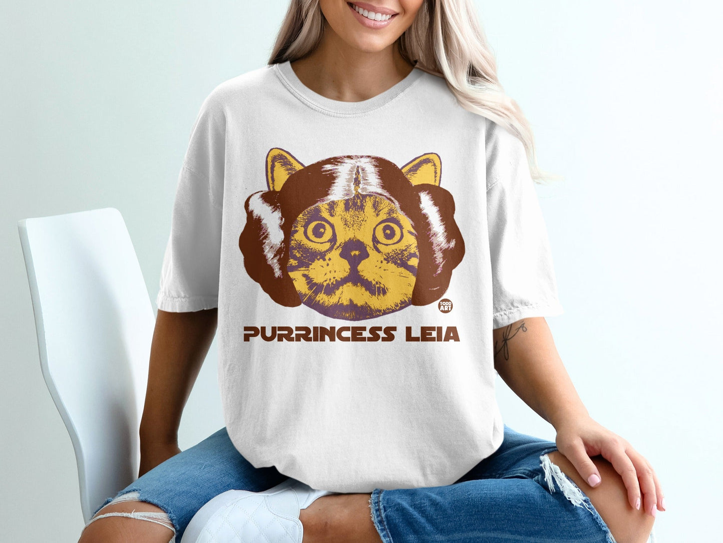 Purrincess Leia Cat Graphic Tee for Cat Lovers