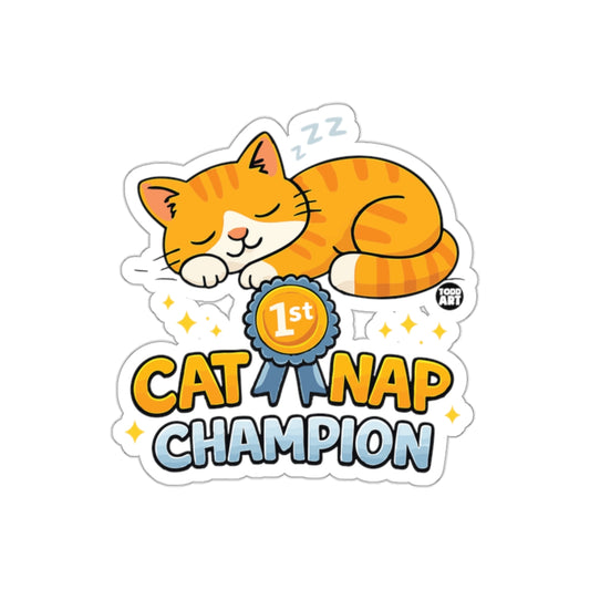 Cat Nap Champion With Cat Cartoon Illustration Stickers
