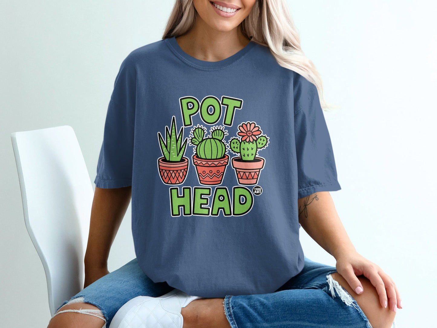 Pot Head Cactus Graphic Unisex Tee Shirt