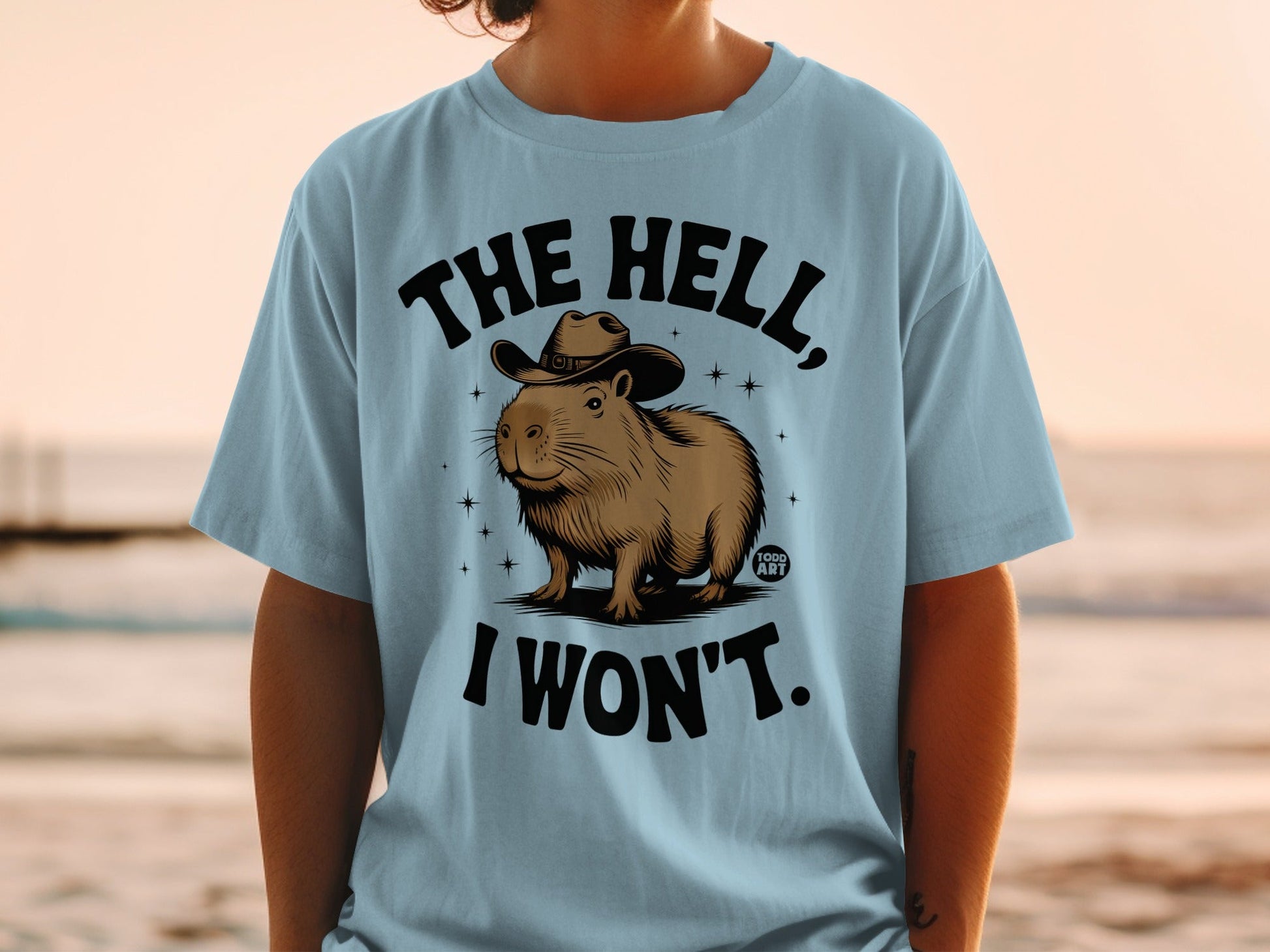 The Hell I Won't Funny Capybara Cowboy T-shirt