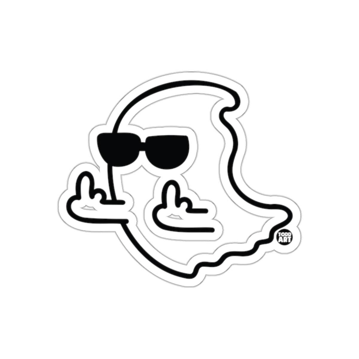 Cool Ghost with Sunglasses and Raised Hands Sticker