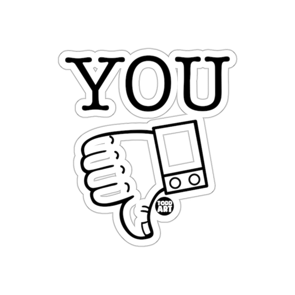Funny You Thumbs Down Drawing Sticker Product