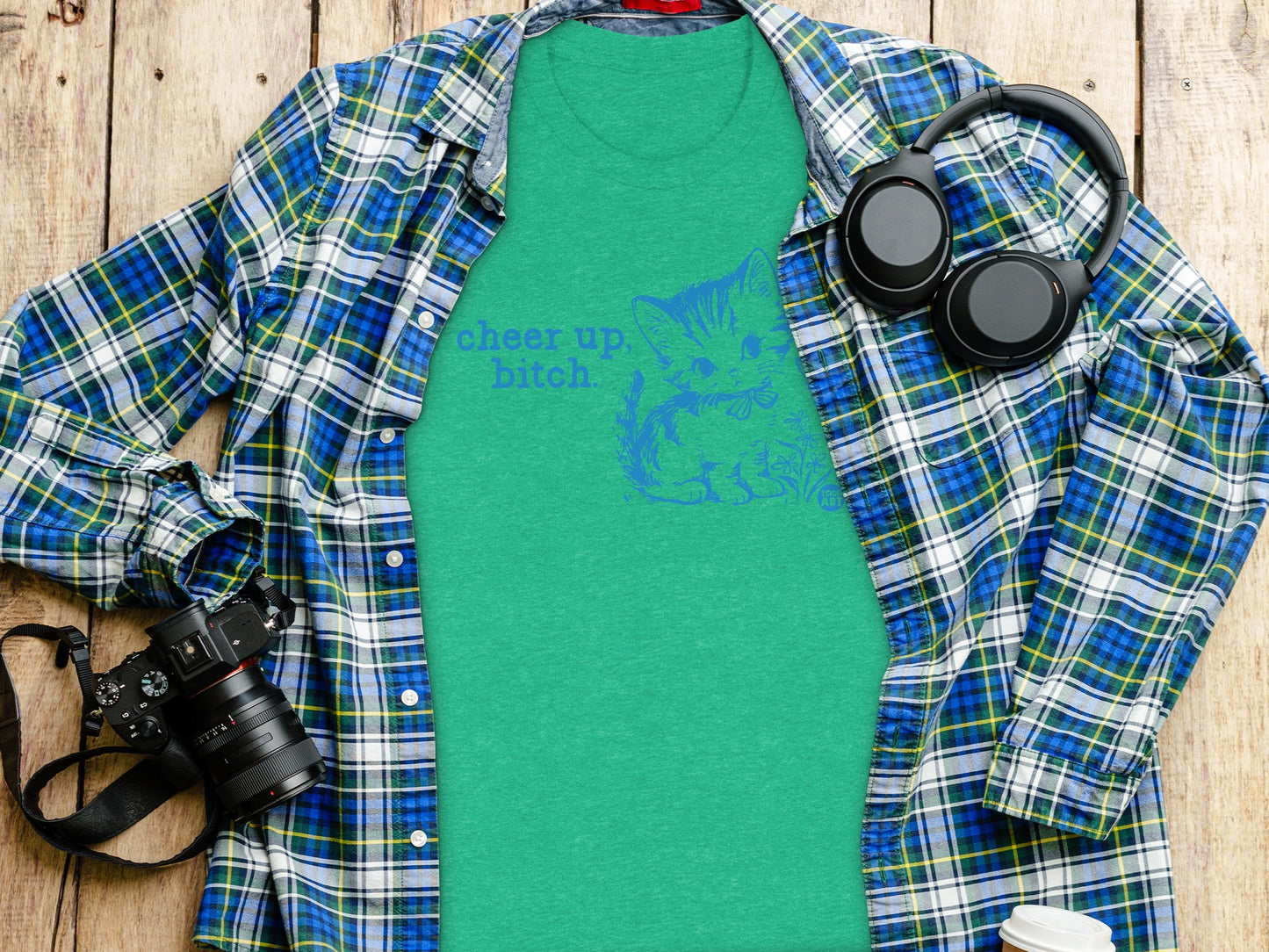 Cheer Up Bitch Cat Graphic Printed T-Shirt product type