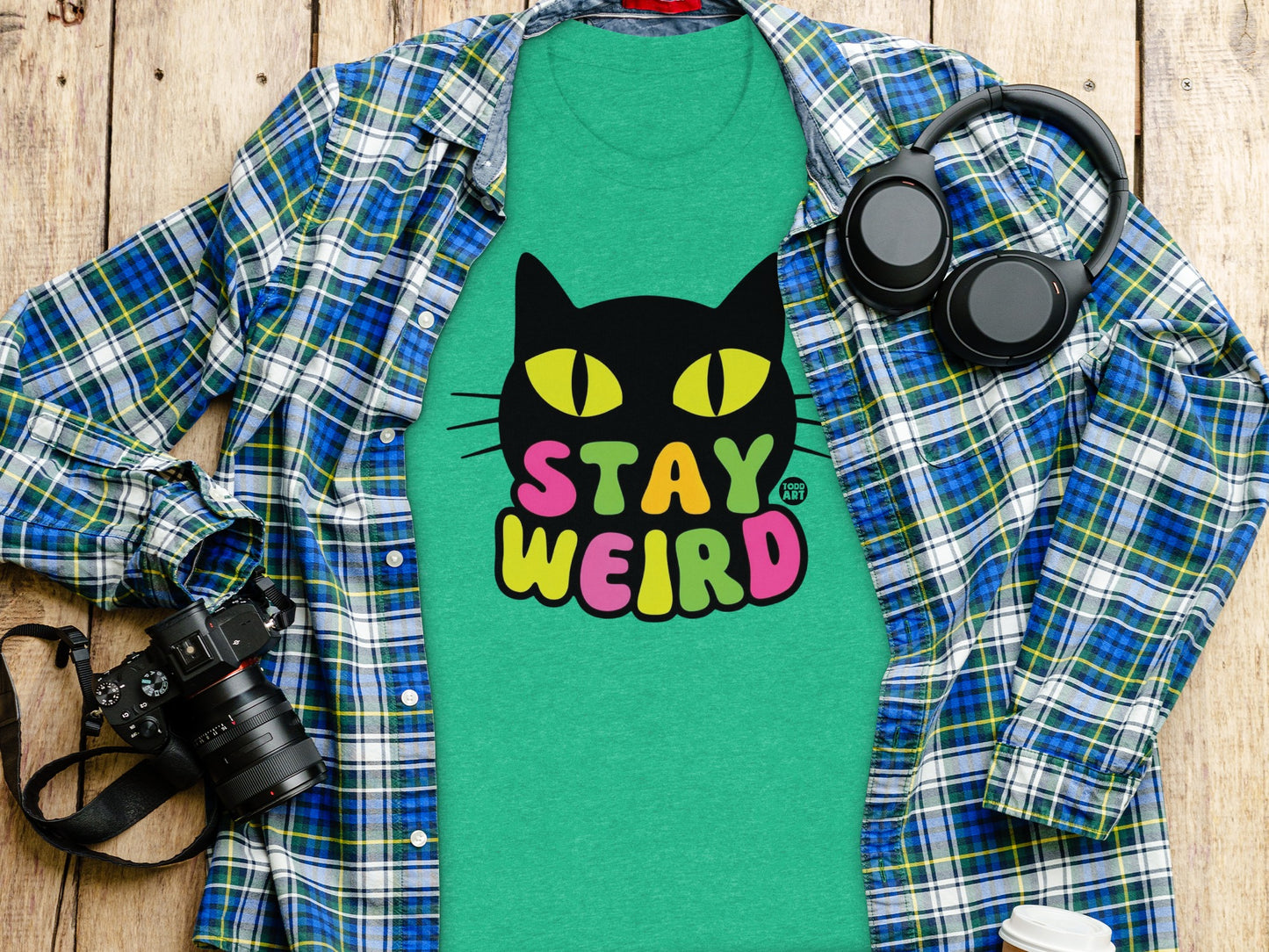 Stay Weird Design on Green Shirt T-shirt product