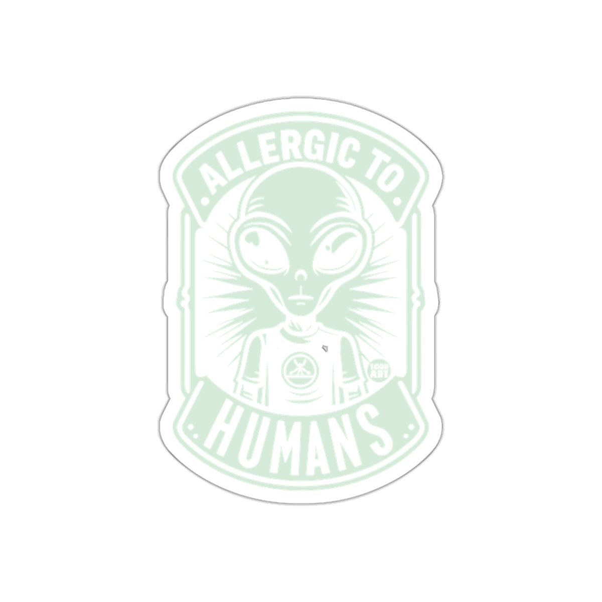 Alien Inspired Allergic to Humans Design Sticker