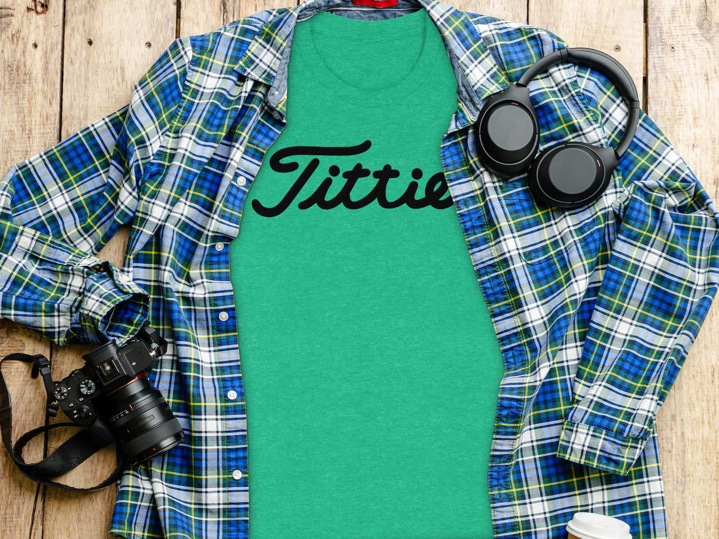 Titties Green Graphic Printed Shirt for Casual Style product