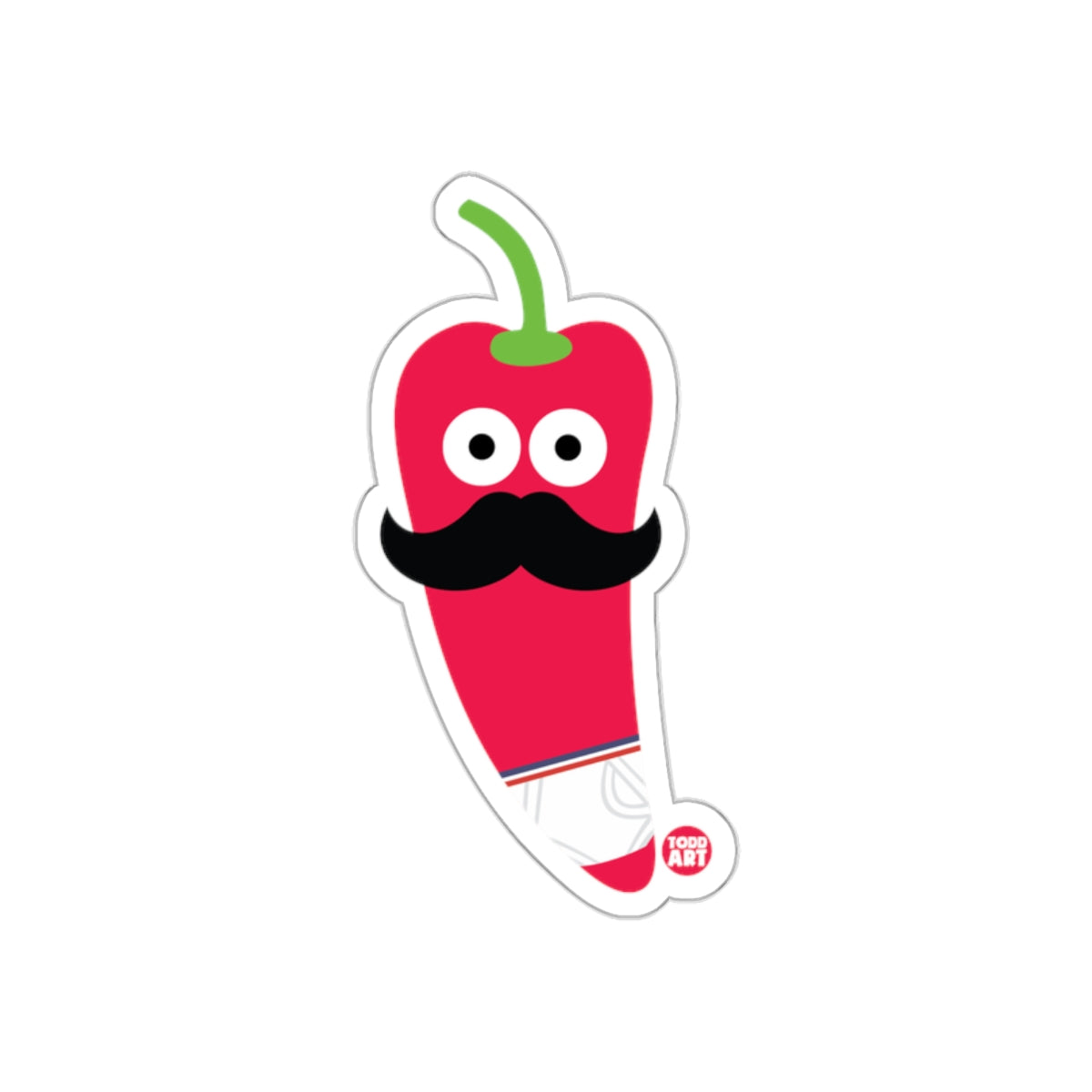 Funny Red Hot Chili Pepper with Mustache Sticker