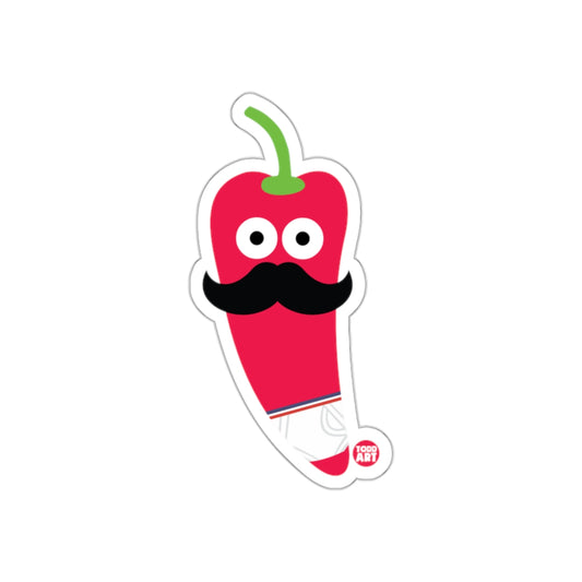 Funny Red Hot Chili Pepper with Mustache Sticker