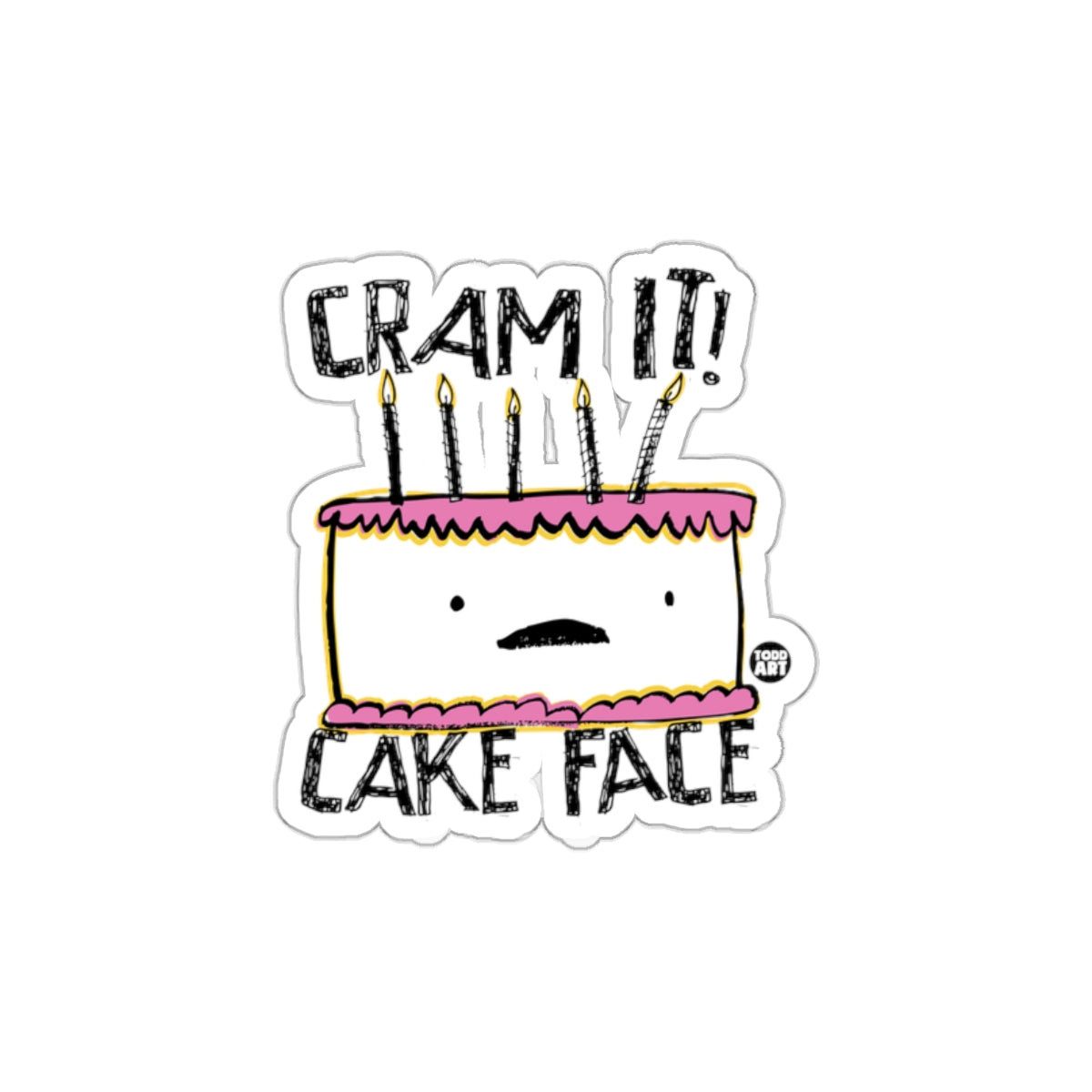 Unique Cram It Cake Face Sticker for Fun Decor