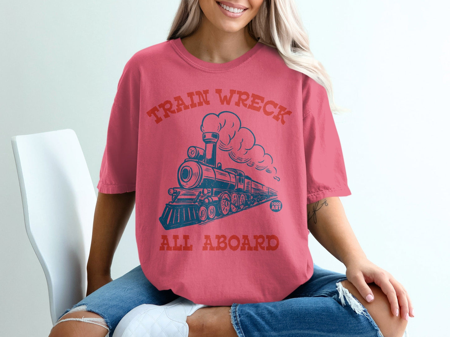 Train Wreck All Aboard Graphic T-Shirt