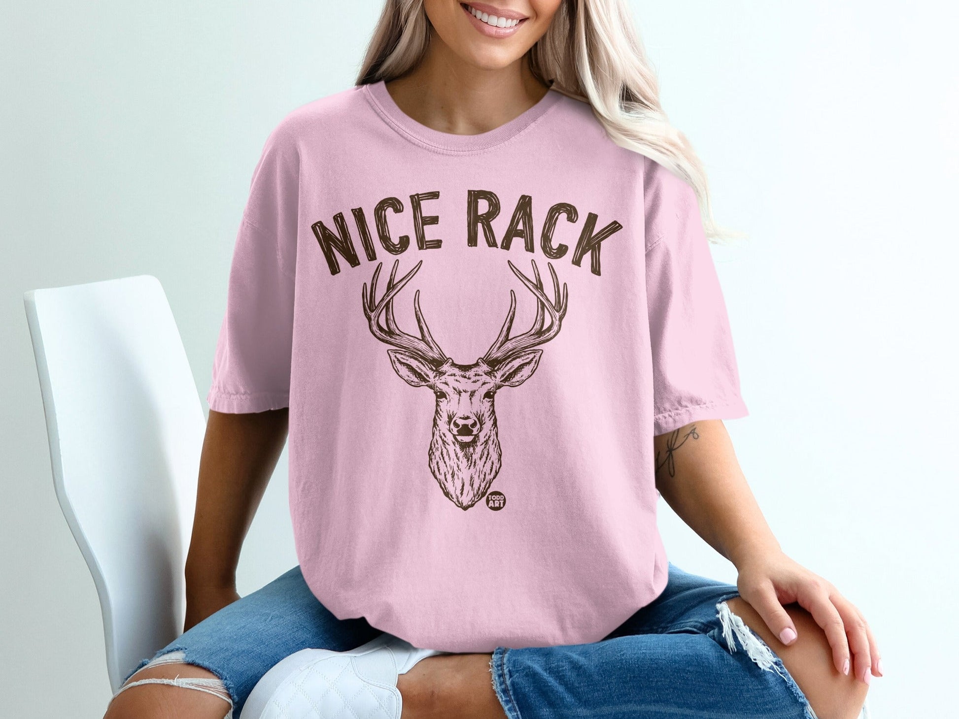 Nice Rack Deer Design Fun Graphic T-Shirt