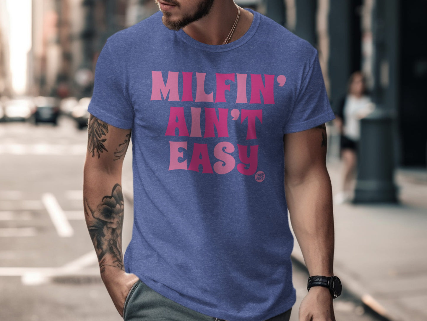 MILFIN' AIN'T EASY T-shirt with Bold Pink Text Design