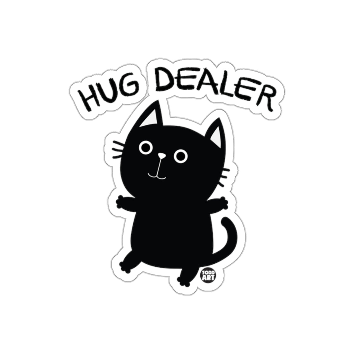 Hug Dealer Black Cat Sticker Fun Gift Cute Design