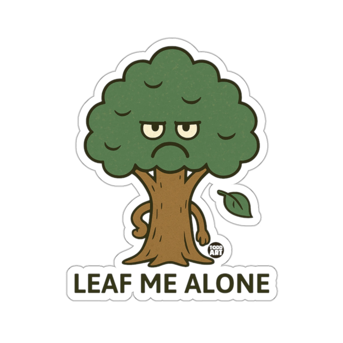 Grumpy Tree 'Leaf Me Alone' Funny Cartoon Character Stickers