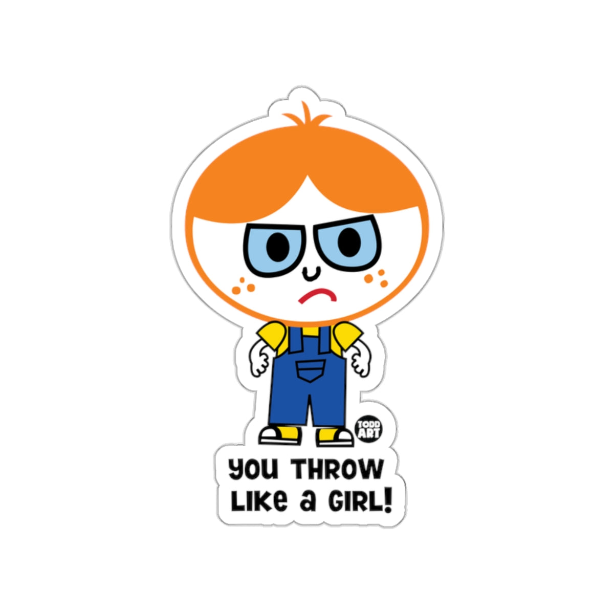 You Throw Like a Girl Cartoon Character Sticker