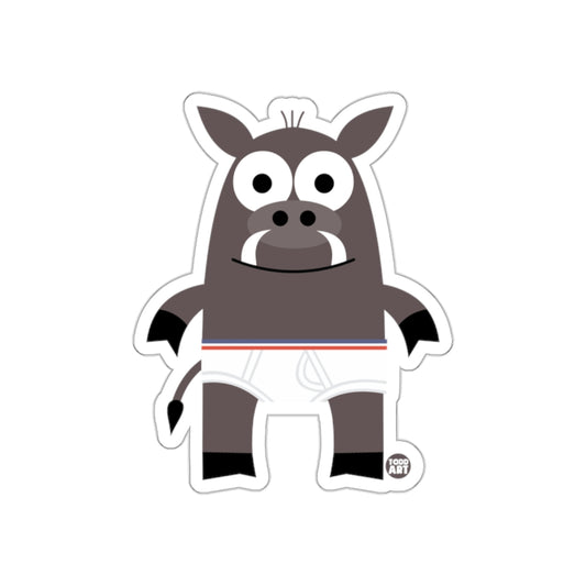 Funny Cartoon Wild Boar Wearing Underwear Sticker