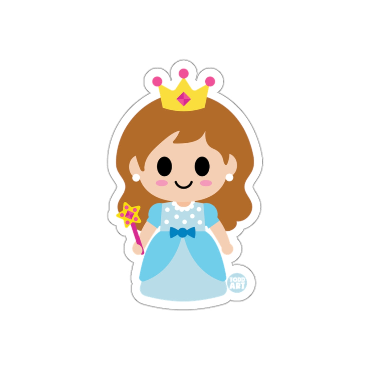 Cute Princess with Crown and Wand Artwork Sticker