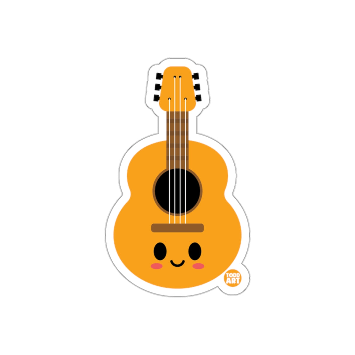 Cute Smiling Guitar Illustration Sticker for Music Lovers