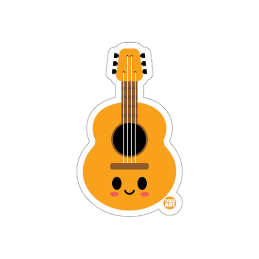 Cute Smiling Guitar Illustration Sticker for Music Lovers