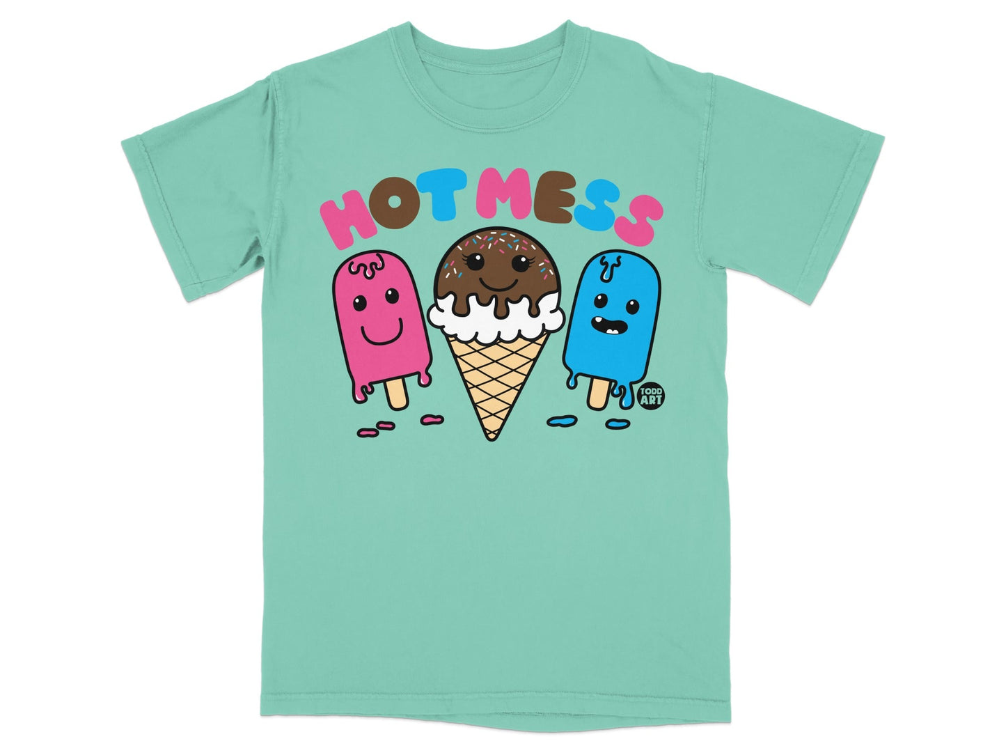 Hot Mess Ice Cream T-Shirt with Cute Characters Design