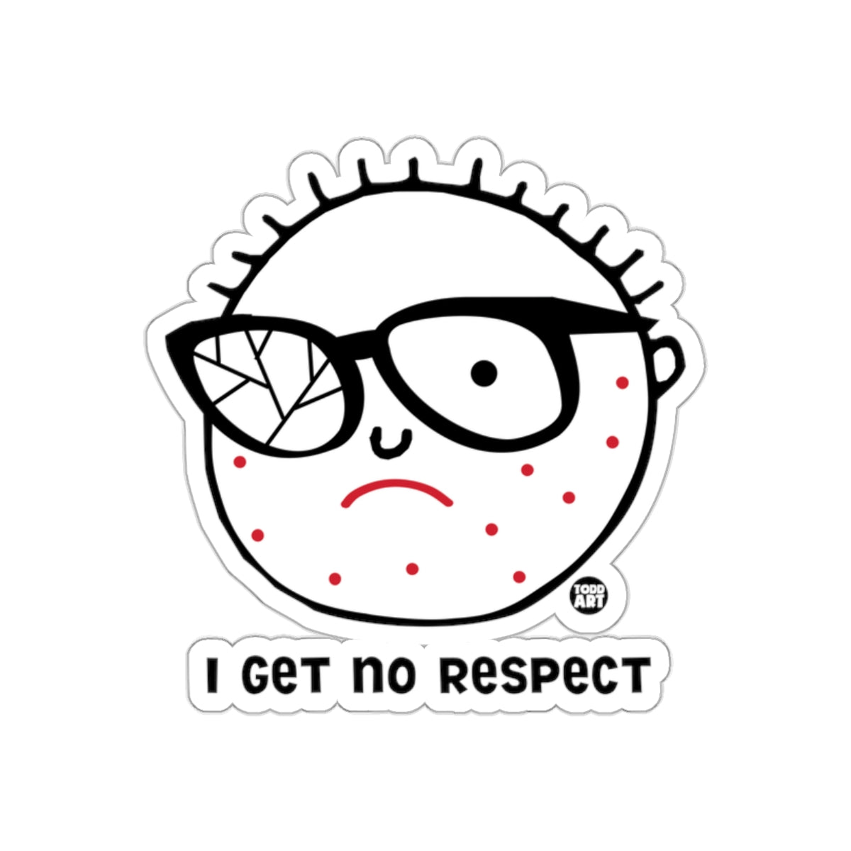 I Get No Respect Glasses Cartoon Character Sticker