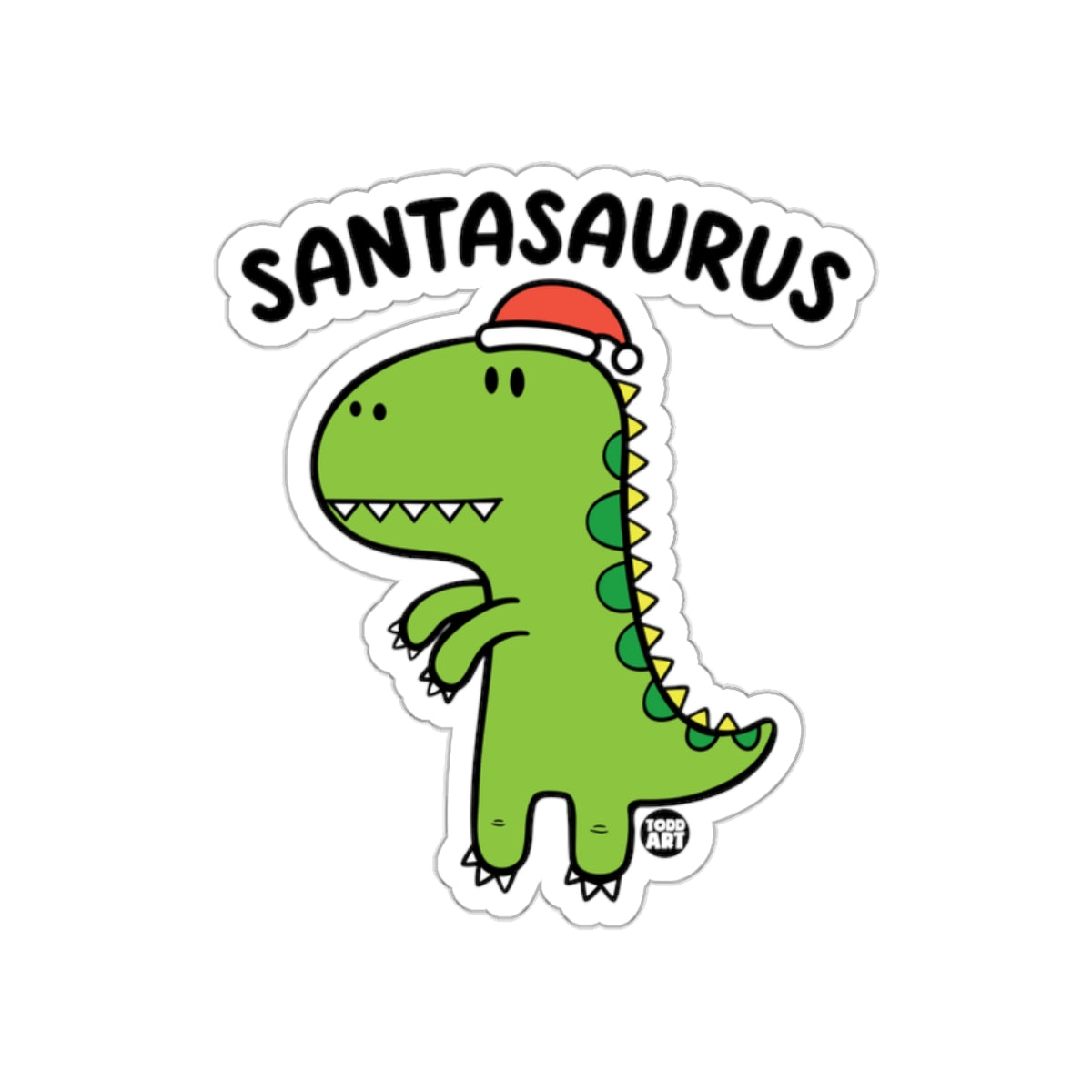 Santasaurus Dinosaur With Santa Hat Christmas Sticker