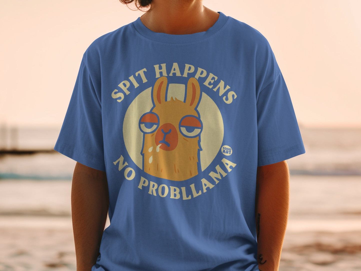 Spit Happens No Probllama Funny Llama Graphic Tee