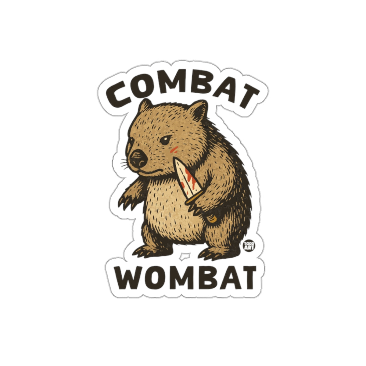 Combat Wombat Funny Sticker for Car Laptop Decor