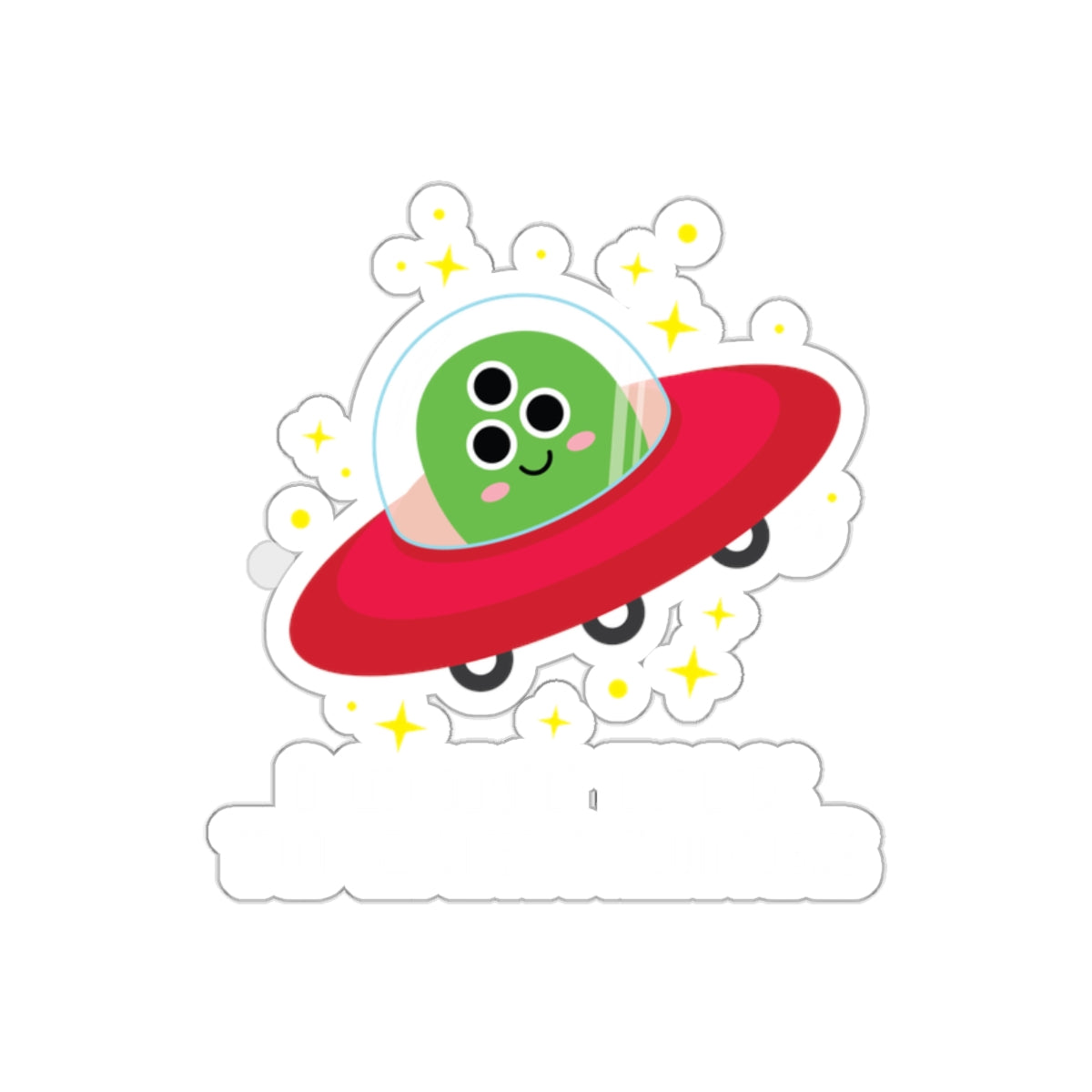 Alien in Red Saucer Cute Cartoon Sticker