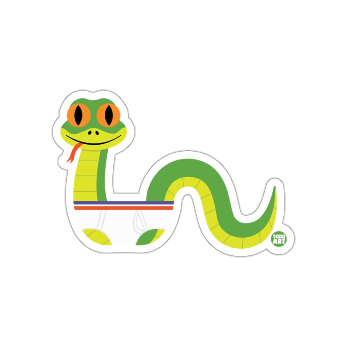 Smiling Green Snake Cartoon Illustration Sticker