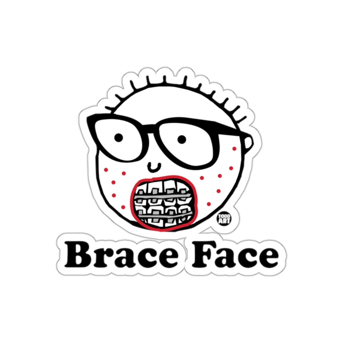 Brace Face Cartoon Character Sticker Art Design