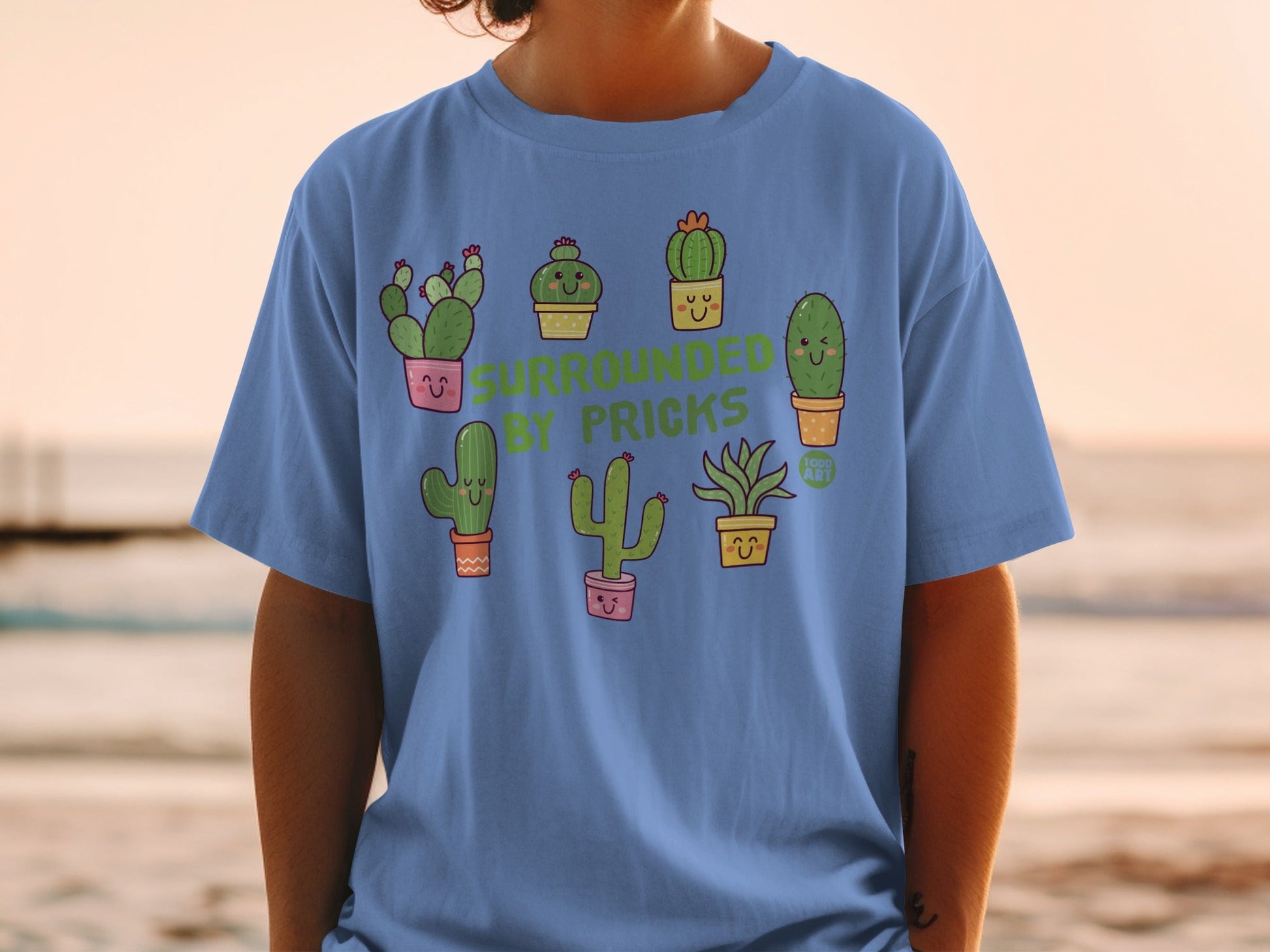 Surrounded By Pricks Funny Cactus Graphic T-Shirt